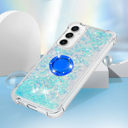 YB Quicksand Series-7 For Samsung Galaxy S23 FE Kickstand TPU Case Floating Bling Glitter Phone Cover