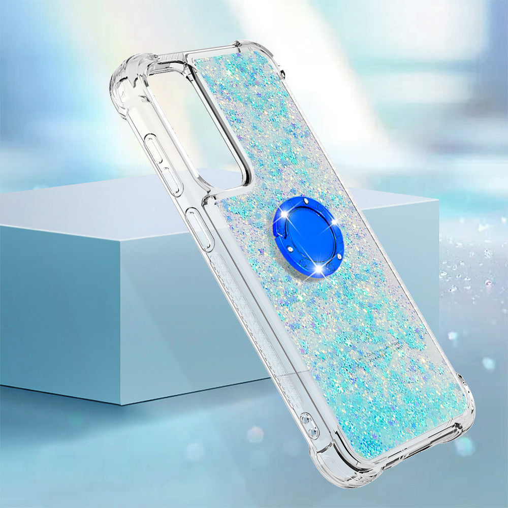 YB Quicksand Series-7 For Samsung Galaxy S23 FE Kickstand TPU Case Floating Bling Glitter Phone Cover