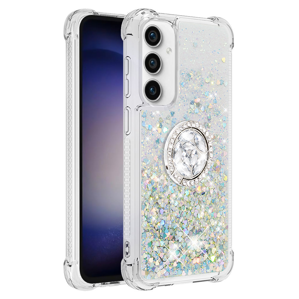 YB Quicksand Series-7 For Samsung Galaxy S23 FE Kickstand TPU Case Floating Bling Glitter Phone Cover