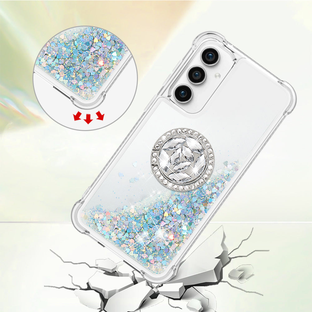 YB Quicksand Series-7 For Samsung Galaxy S23 FE Kickstand TPU Case Floating Bling Glitter Phone Cover