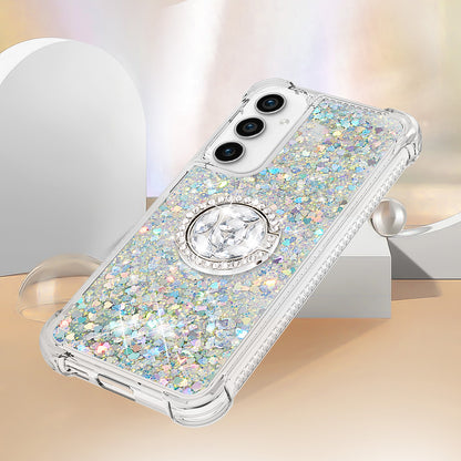 YB Quicksand Series-7 For Samsung Galaxy S23 FE Kickstand TPU Case Floating Bling Glitter Phone Cover