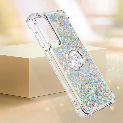 YB Quicksand Series-7 For Samsung Galaxy S23 FE Kickstand TPU Case Floating Bling Glitter Phone Cover