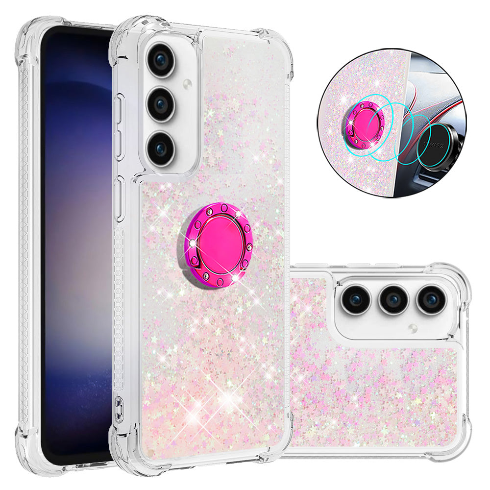 YB Quicksand Series-7 For Samsung Galaxy S23 FE Kickstand TPU Case Floating Bling Glitter Phone Cover
