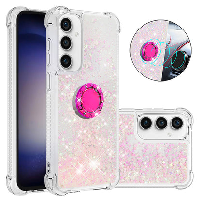 YB Quicksand Series-7 For Samsung Galaxy S23 FE Kickstand TPU Case Floating Bling Glitter Phone Cover