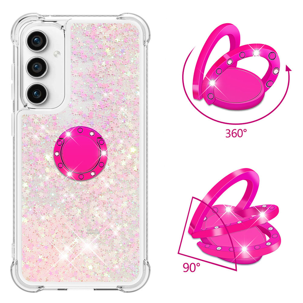 YB Quicksand Series-7 For Samsung Galaxy S23 FE Kickstand TPU Case Floating Bling Glitter Phone Cover
