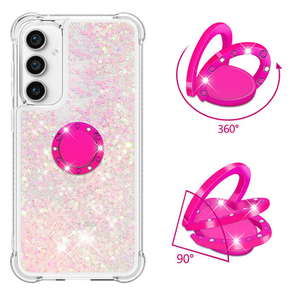 YB Quicksand Series-7 For Samsung Galaxy S23 FE Kickstand TPU Case Floating Bling Glitter Phone Cover