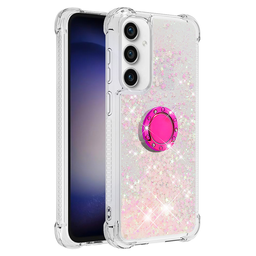 YB Quicksand Series-7 For Samsung Galaxy S23 FE Kickstand TPU Case Floating Bling Glitter Phone Cover