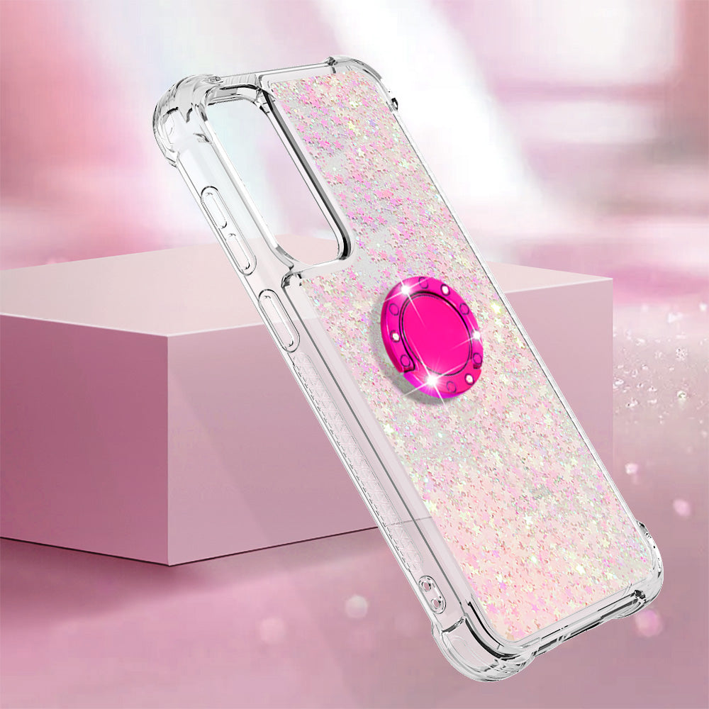 YB Quicksand Series-7 For Samsung Galaxy S23 FE Kickstand TPU Case Floating Bling Glitter Phone Cover