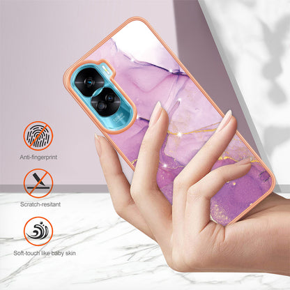 YB IMD Series-2 for Honor 90 Lite 5G / X50i 5G Electroplated Marble Pattern TPU Case IMD Protective Phone Cover