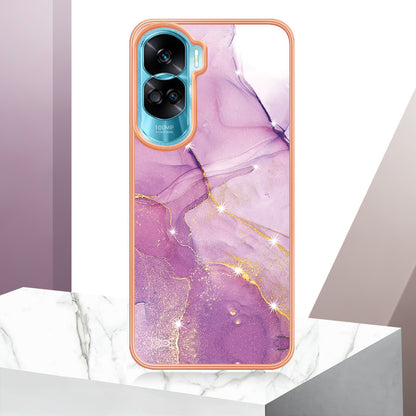 YB IMD Series-2 for Honor 90 Lite 5G / X50i 5G Electroplated Marble Pattern TPU Case IMD Protective Phone Cover