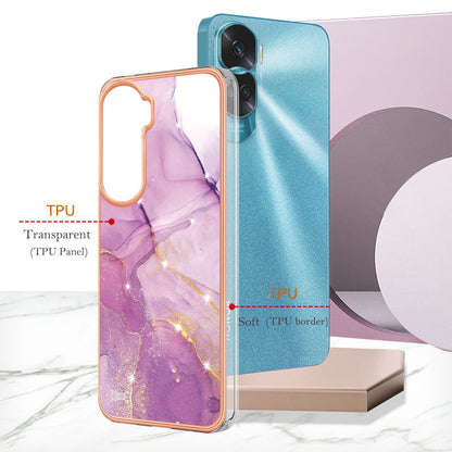 YB IMD Series-2 for Honor 90 Lite 5G / X50i 5G Electroplated Marble Pattern TPU Case IMD Protective Phone Cover