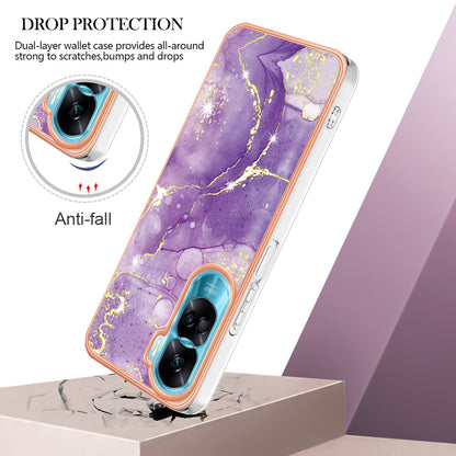 YB IMD Series-2 for Honor 90 Lite 5G / X50i 5G Electroplated Marble Pattern TPU Case IMD Protective Phone Cover