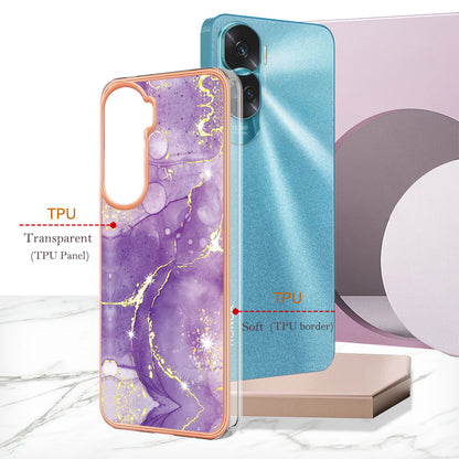 YB IMD Series-2 for Honor 90 Lite 5G / X50i 5G Electroplated Marble Pattern TPU Case IMD Protective Phone Cover