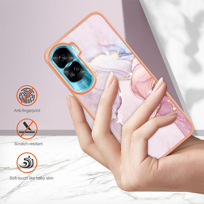 YB IMD Series-2 for Honor 90 Lite 5G / X50i 5G Electroplated Marble Pattern TPU Case IMD Protective Phone Cover