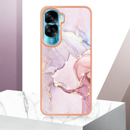 YB IMD Series-2 for Honor 90 Lite 5G / X50i 5G Electroplated Marble Pattern TPU Case IMD Protective Phone Cover