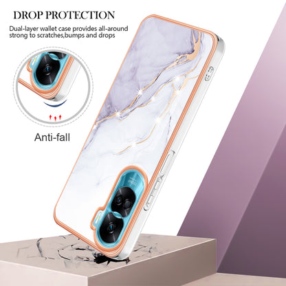 YB IMD Series-2 for Honor 90 Lite 5G / X50i 5G Electroplated Marble Pattern TPU Case IMD Protective Phone Cover