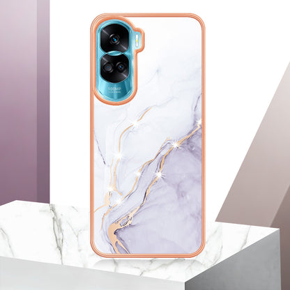 YB IMD Series-2 for Honor 90 Lite 5G / X50i 5G Electroplated Marble Pattern TPU Case IMD Protective Phone Cover