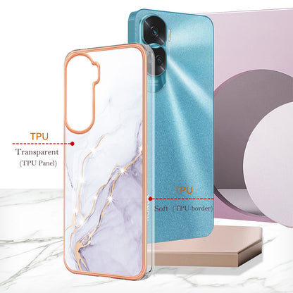 YB IMD Series-2 for Honor 90 Lite 5G / X50i 5G Electroplated Marble Pattern TPU Case IMD Protective Phone Cover