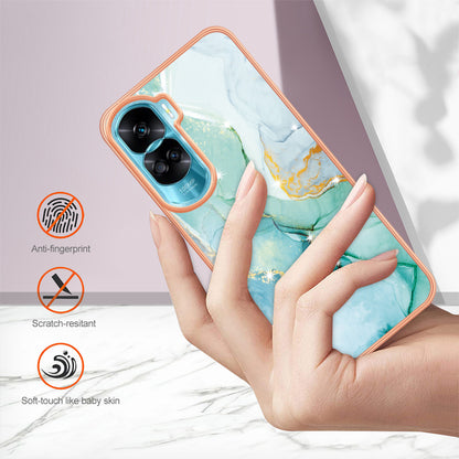 YB IMD Series-2 for Honor 90 Lite 5G / X50i 5G Electroplated Marble Pattern TPU Case IMD Protective Phone Cover