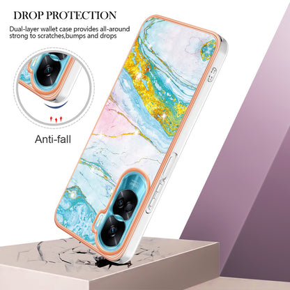 YB IMD Series-2 for Honor 90 Lite 5G / X50i 5G Electroplated Marble Pattern TPU Case IMD Protective Phone Cover