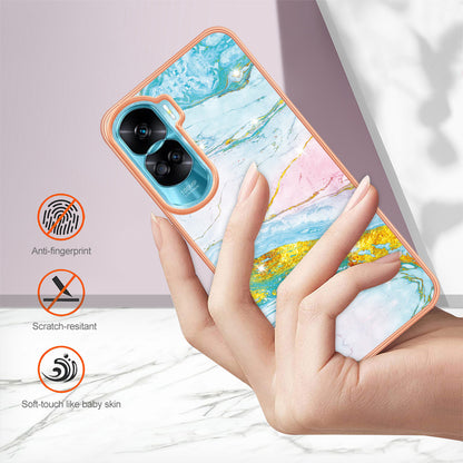 YB IMD Series-2 for Honor 90 Lite 5G / X50i 5G Electroplated Marble Pattern TPU Case IMD Protective Phone Cover