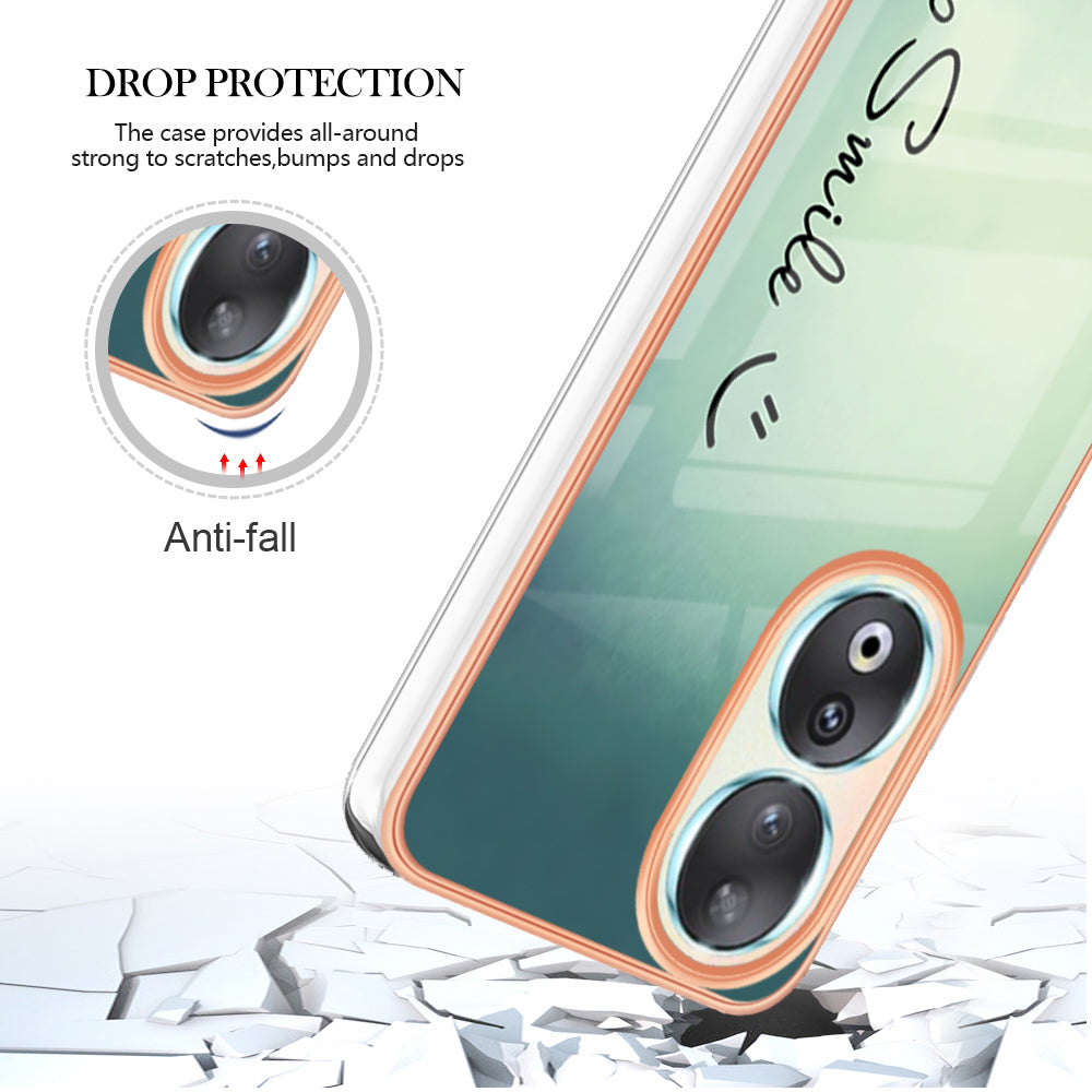 YB IMD Series-19 Style D For Honor 90 Electroplated 2.0mm TPU Case IMD Pattern Protective Phone Cover