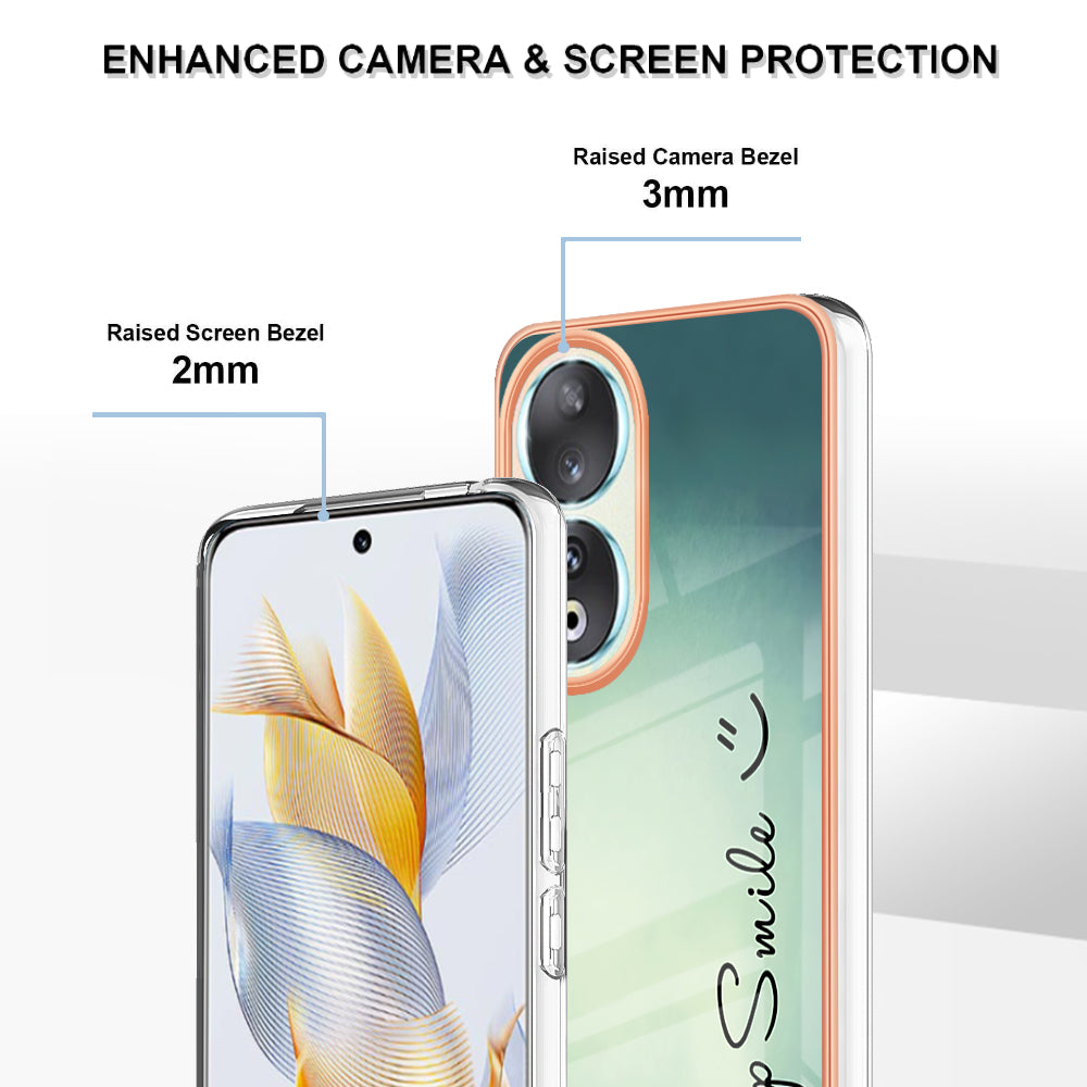 YB IMD Series-19 Style D For Honor 90 Electroplated 2.0mm TPU Case IMD Pattern Protective Phone Cover
