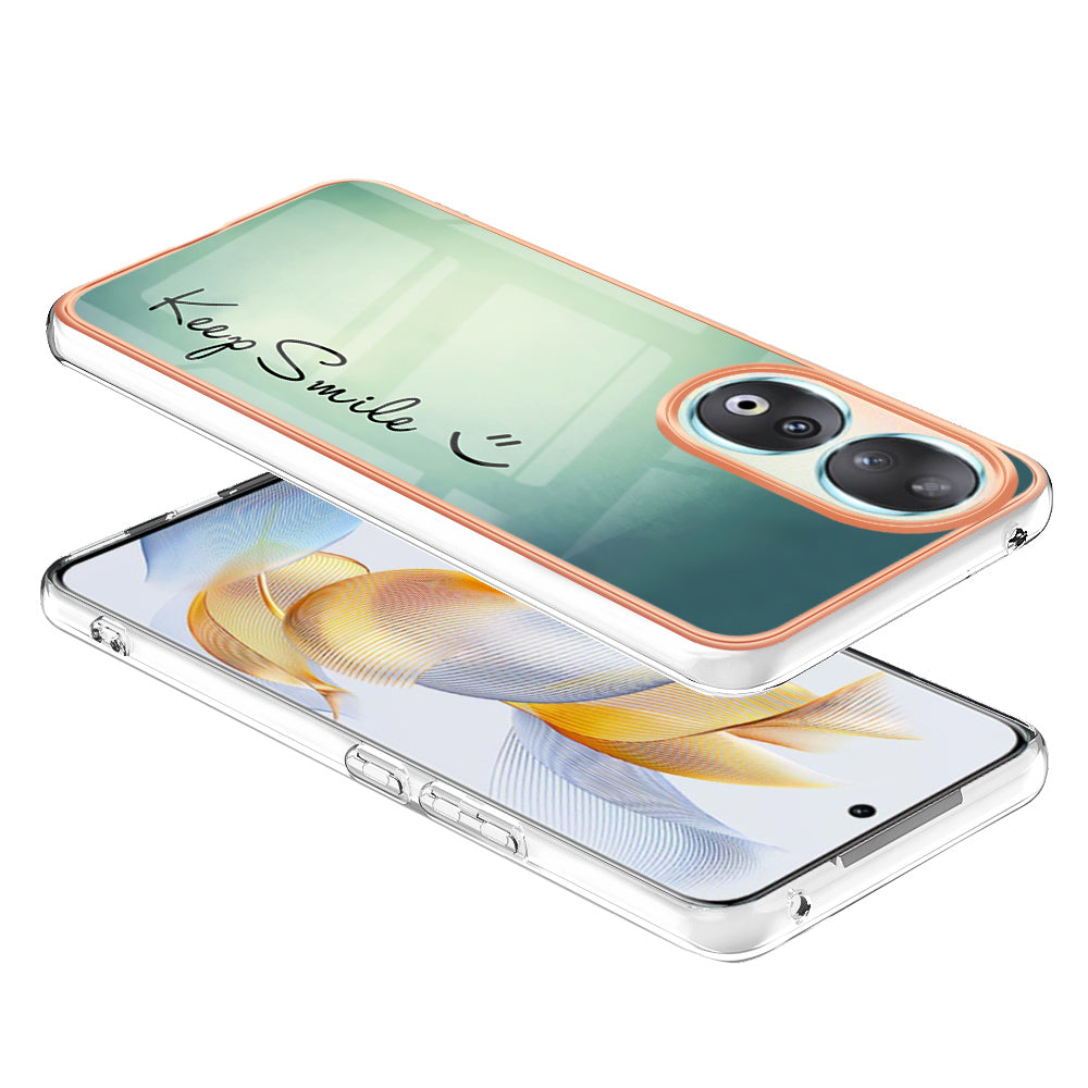 YB IMD Series-19 Style D For Honor 90 Electroplated 2.0mm TPU Case IMD Pattern Protective Phone Cover
