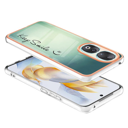 YB IMD Series-19 Style D For Honor 90 Electroplated 2.0mm TPU Case IMD Pattern Protective Phone Cover