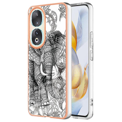 YB IMD Series-19 Style D For Honor 90 Electroplated 2.0mm TPU Case IMD Pattern Protective Phone Cover