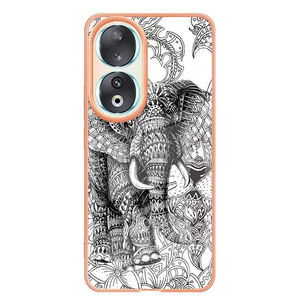 YB IMD Series-19 Style D For Honor 90 Electroplated 2.0mm TPU Case IMD Pattern Protective Phone Cover