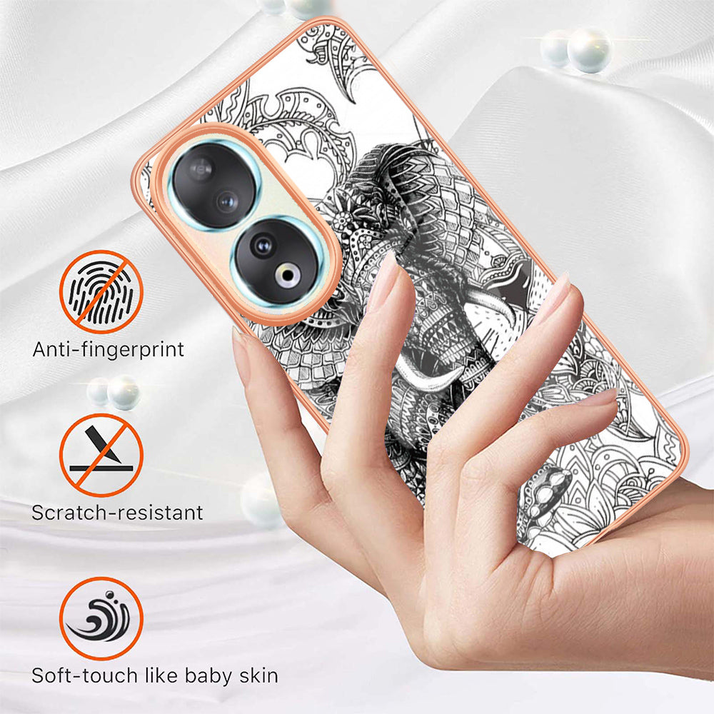 YB IMD Series-19 Style D For Honor 90 Electroplated 2.0mm TPU Case IMD Pattern Protective Phone Cover