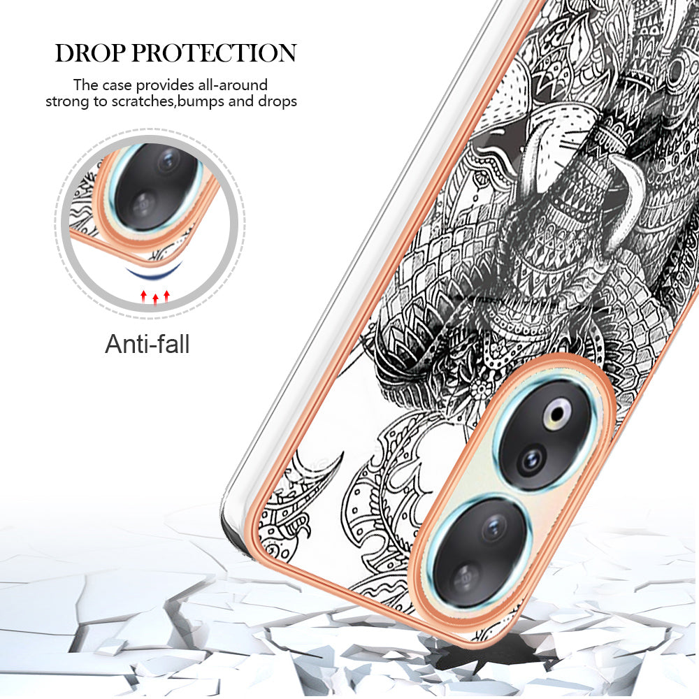 YB IMD Series-19 Style D For Honor 90 Electroplated 2.0mm TPU Case IMD Pattern Protective Phone Cover