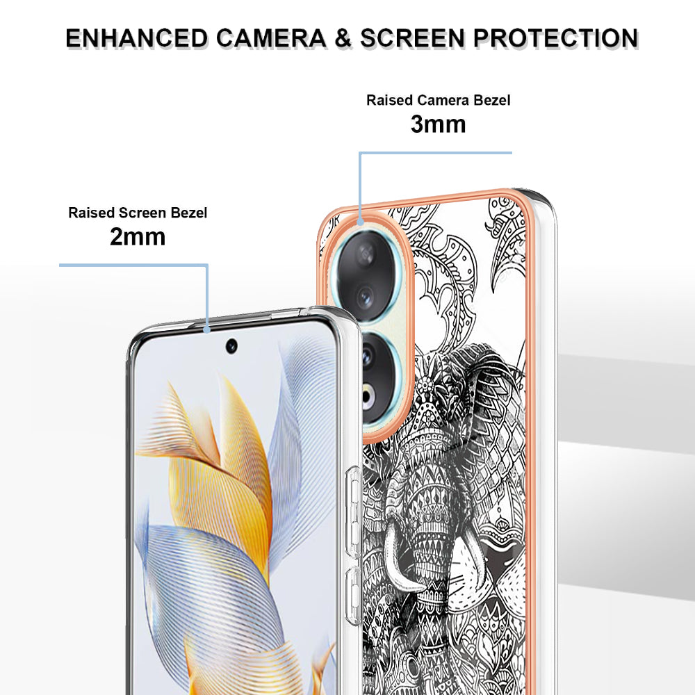YB IMD Series-19 Style D For Honor 90 Electroplated 2.0mm TPU Case IMD Pattern Protective Phone Cover