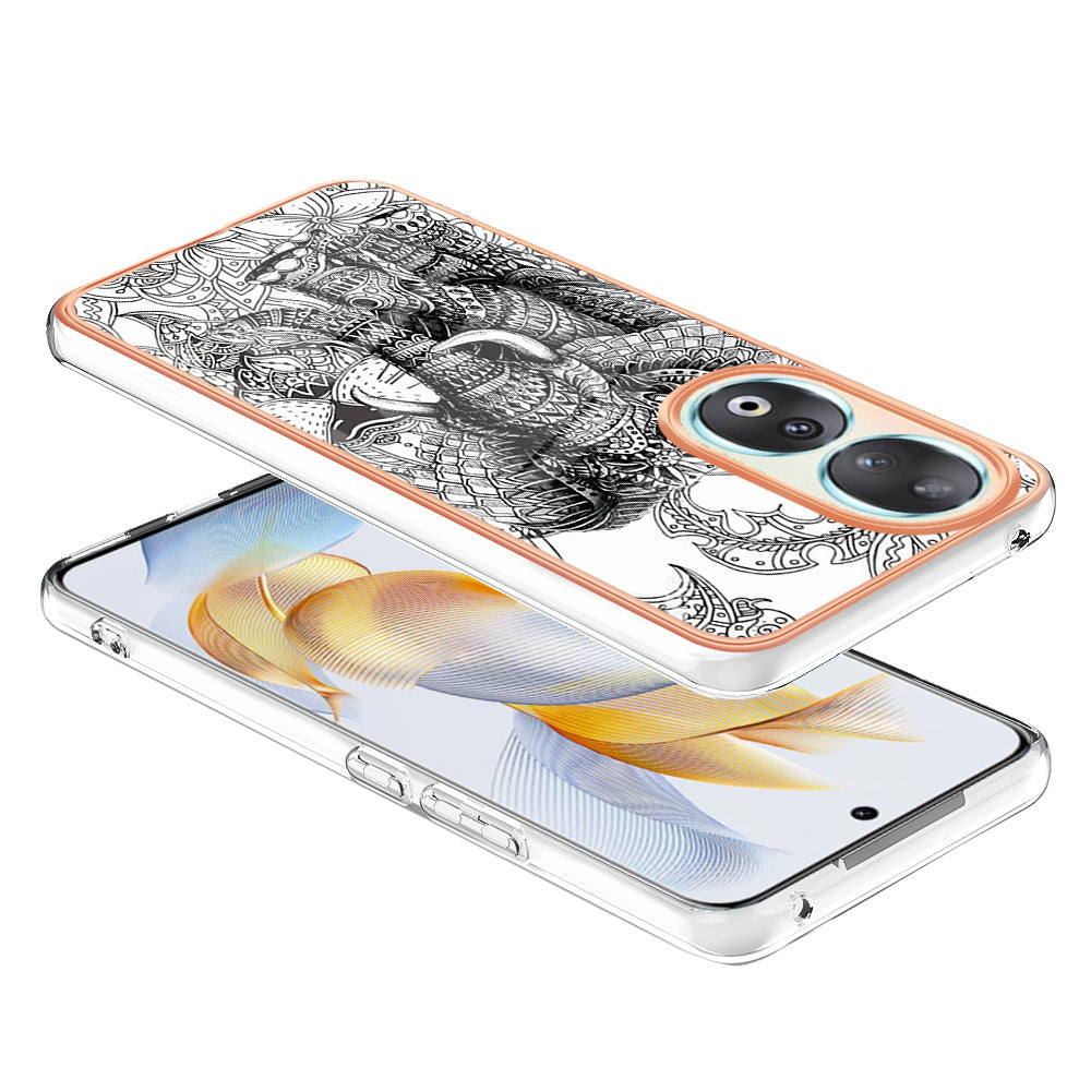 YB IMD Series-19 Style D For Honor 90 Electroplated 2.0mm TPU Case IMD Pattern Protective Phone Cover