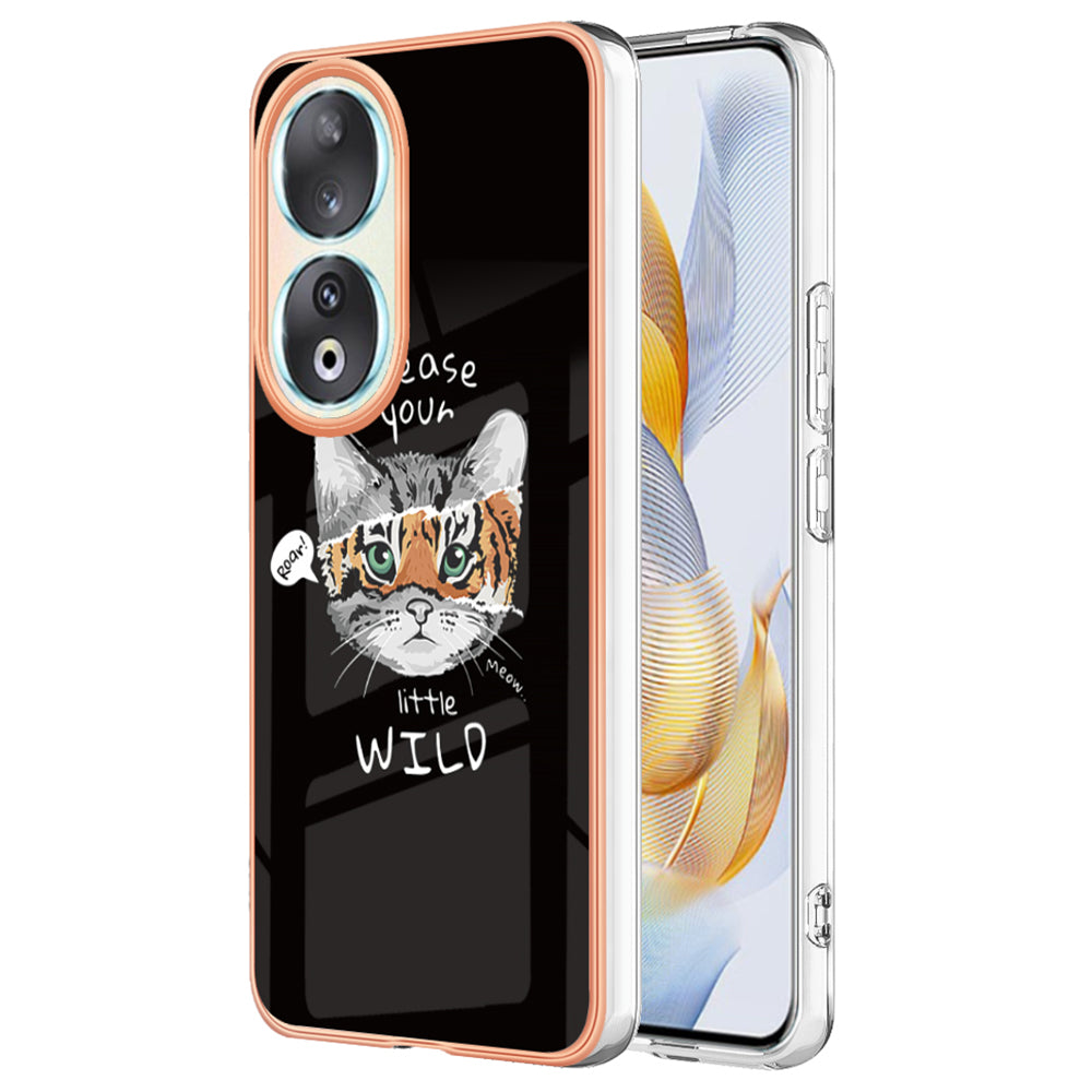 YB IMD Series-19 Style D For Honor 90 Electroplated 2.0mm TPU Case IMD Pattern Protective Phone Cover