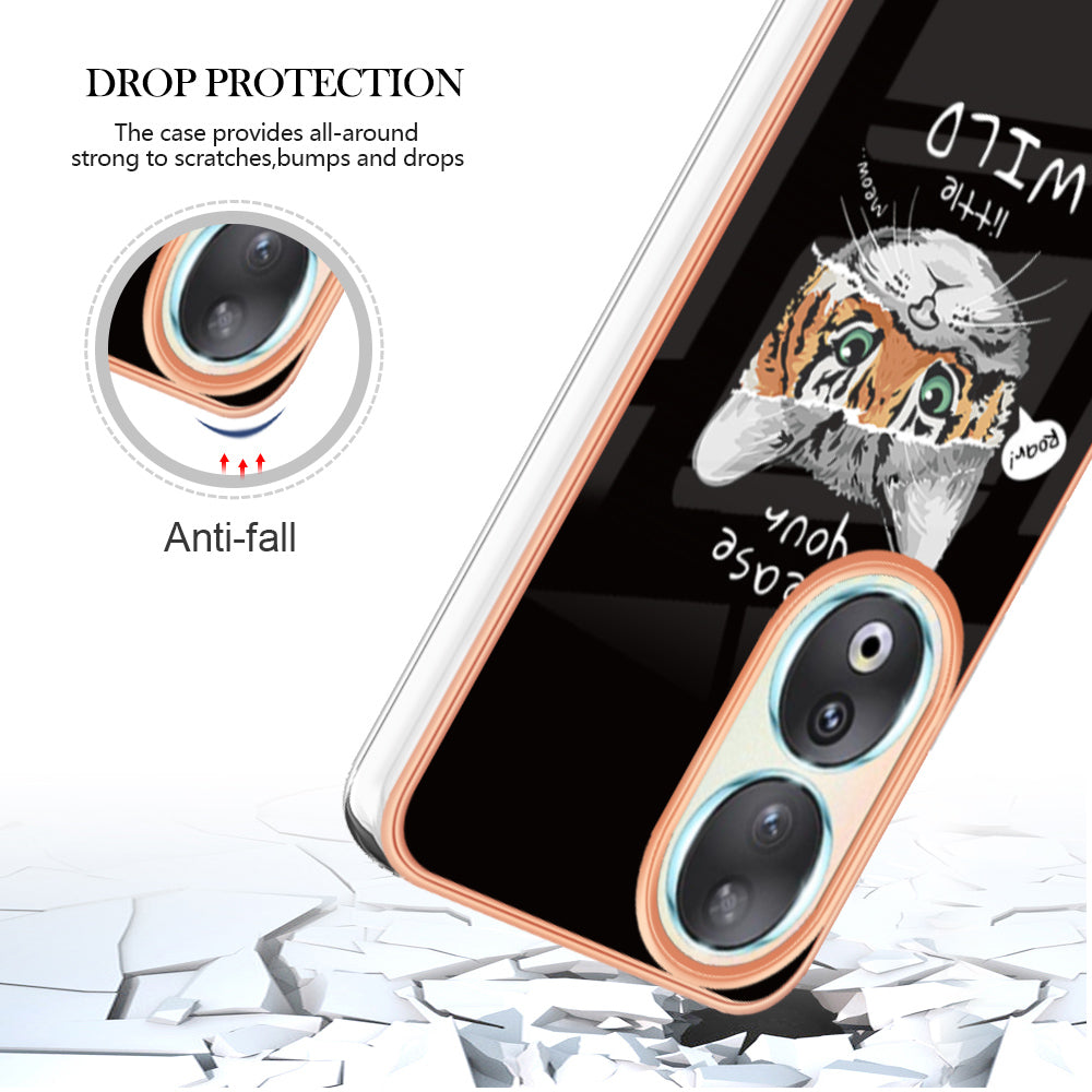 YB IMD Series-19 Style D For Honor 90 Electroplated 2.0mm TPU Case IMD Pattern Protective Phone Cover