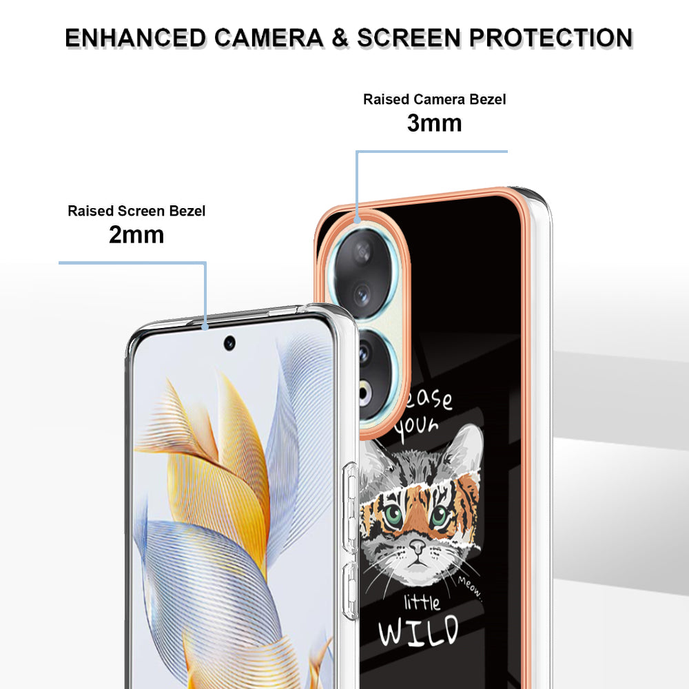 YB IMD Series-19 Style D For Honor 90 Electroplated 2.0mm TPU Case IMD Pattern Protective Phone Cover