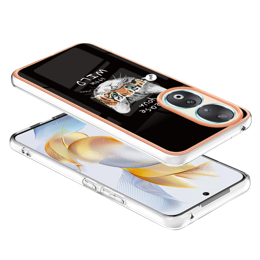 YB IMD Series-19 Style D For Honor 90 Electroplated 2.0mm TPU Case IMD Pattern Protective Phone Cover