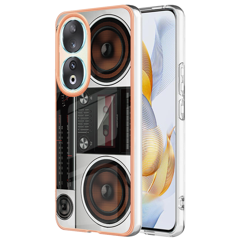 YB IMD Series-19 Style D For Honor 90 Electroplated 2.0mm TPU Case IMD Pattern Protective Phone Cover