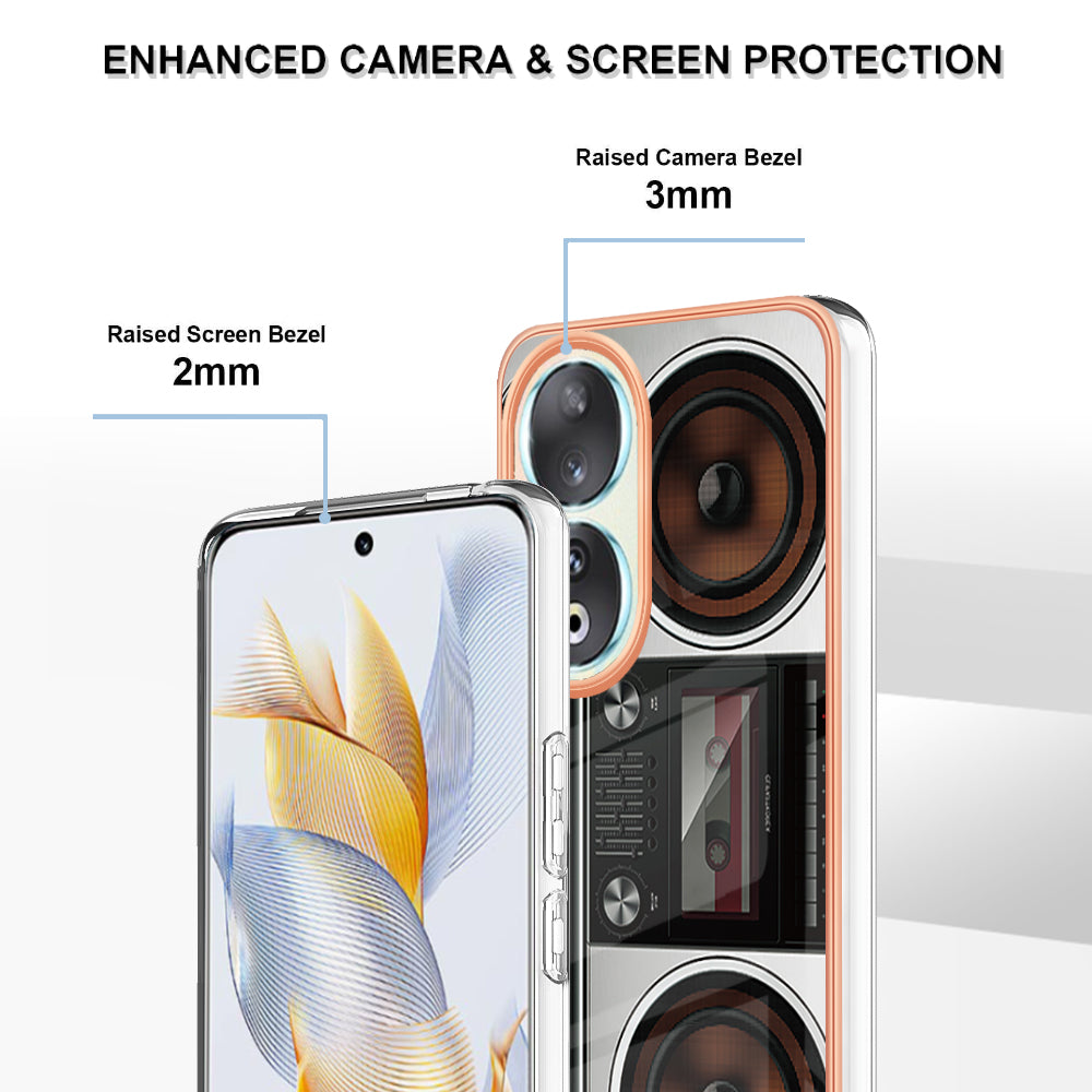 YB IMD Series-19 Style D For Honor 90 Electroplated 2.0mm TPU Case IMD Pattern Protective Phone Cover