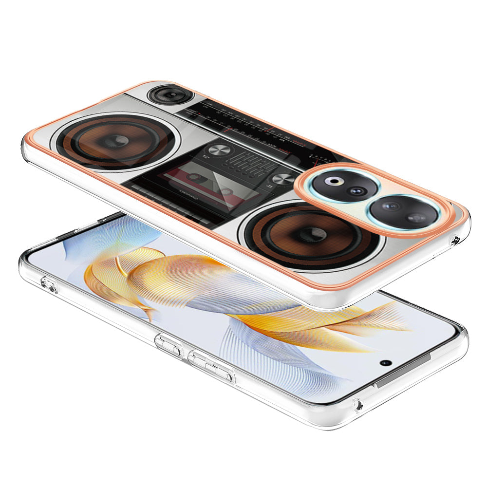 YB IMD Series-19 Style D For Honor 90 Electroplated 2.0mm TPU Case IMD Pattern Protective Phone Cover