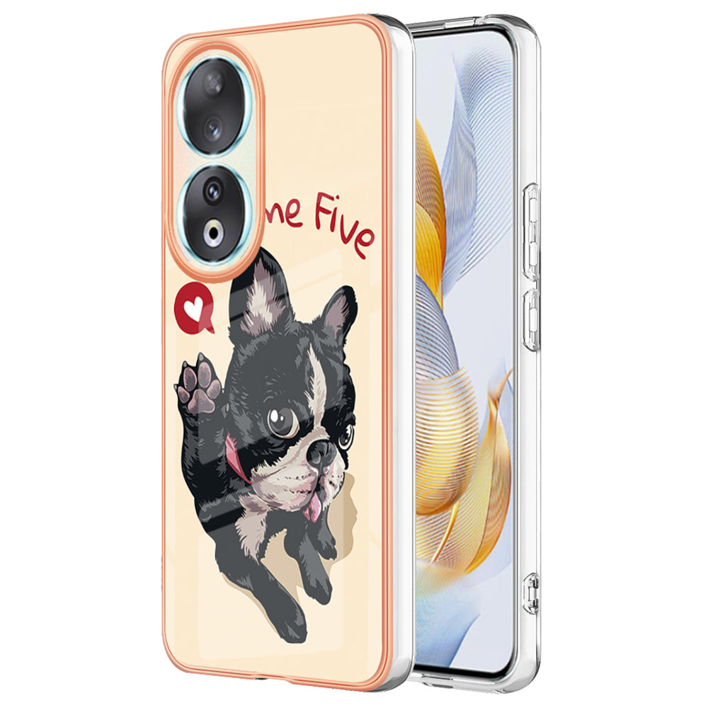 YB IMD Series-19 Style D For Honor 90 Electroplated 2.0mm TPU Case IMD Pattern Protective Phone Cover