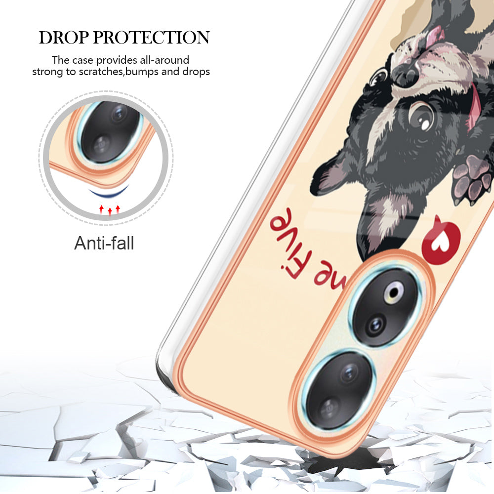 YB IMD Series-19 Style D For Honor 90 Electroplated 2.0mm TPU Case IMD Pattern Protective Phone Cover
