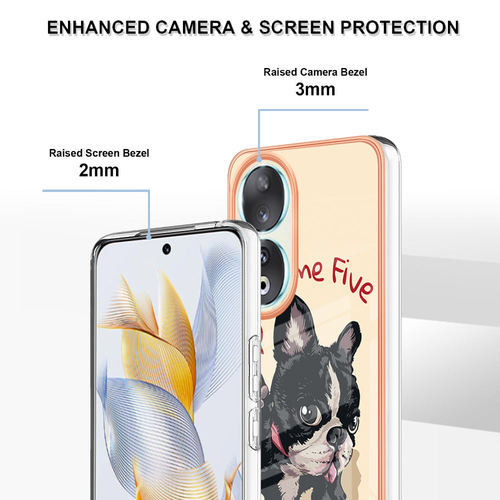 YB IMD Series-19 Style D For Honor 90 Electroplated 2.0mm TPU Case IMD Pattern Protective Phone Cover