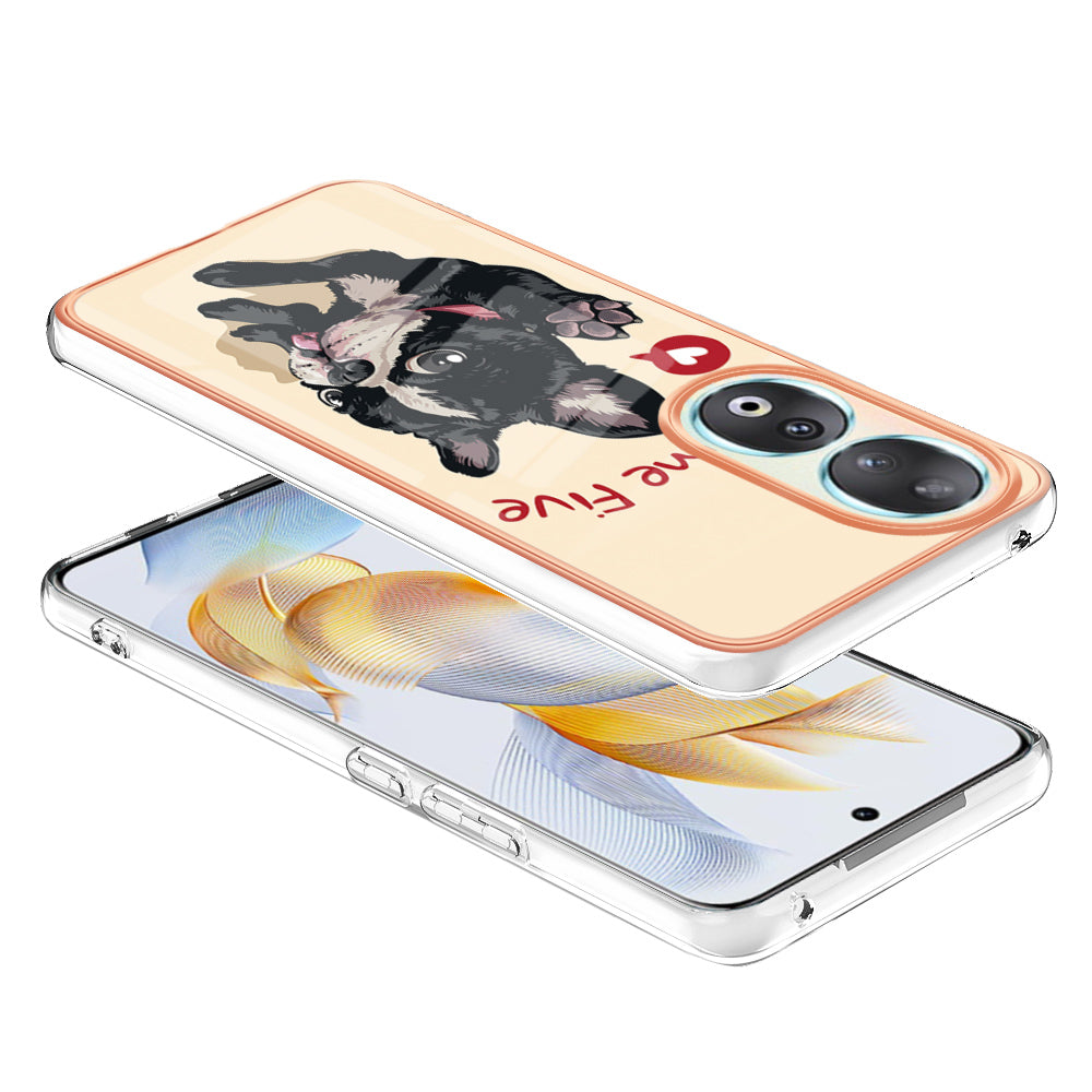 YB IMD Series-19 Style D For Honor 90 Electroplated 2.0mm TPU Case IMD Pattern Protective Phone Cover