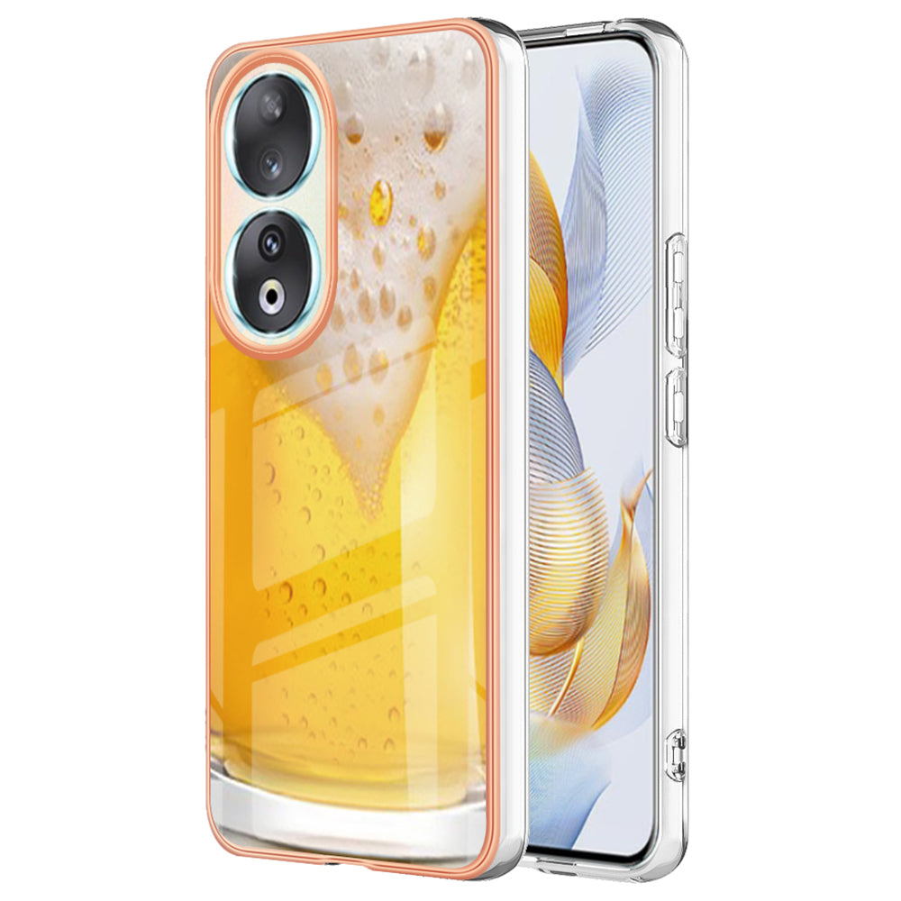 YB IMD Series-19 Style D For Honor 90 Electroplated 2.0mm TPU Case IMD Pattern Protective Phone Cover