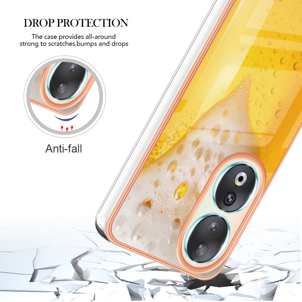YB IMD Series-19 Style D For Honor 90 Electroplated 2.0mm TPU Case IMD Pattern Protective Phone Cover