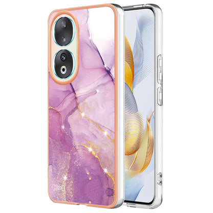 YB IMD Series-2 For Honor 90 Marble Pattern IMD Phone Case Electroplating TPU Anti-drop Cover