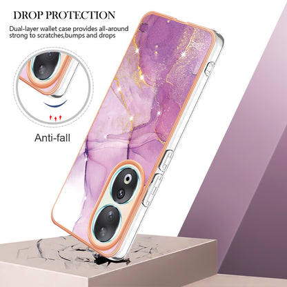 YB IMD Series-2 For Honor 90 Marble Pattern IMD Phone Case Electroplating TPU Anti-drop Cover